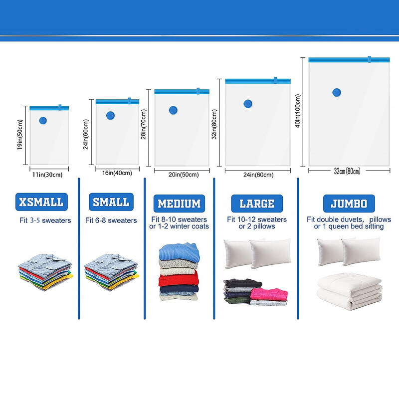 5 supakuokite vakuuminius laikymo maišelius, erdvę taupančius maišelius, kompresinius antklodės ir antklodes, sandarinančius drabužius kelionių pakavimo tvarkykles