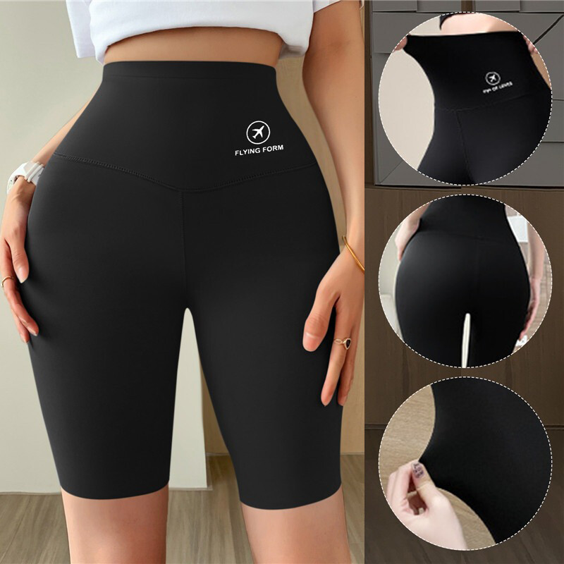 Pantaloni scurți de siguranță Jambiere subțiri din piele de rechin pentru femei 5 puncte talie înaltă burtă care ține strâns pantaloni scurți elastici pantaloni de ciclism scădere în greutate