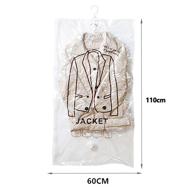 Dulap geantă comprimată dulap agățat organizator sac de vid pentru haine sac de depozitare cu cuier, economisind spațiu, pungi cu sigilare transparentă