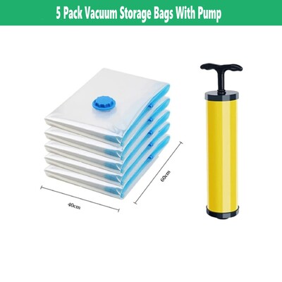 5 pakiranja vakuumskih vrećica za pohranjivanje jorgana i deka Odjeća Organizator za pakiranje za putovanje kući Uključena pumpa