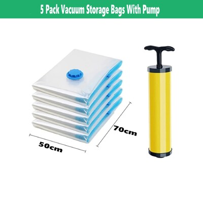 5 pakiranja vakuumskih vrećica za pohranjivanje jorgana i deka Odjeća Organizator za pakiranje za putovanje kući Uključena pumpa