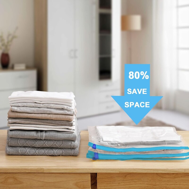 Vakuuma uzglabāšanas vietas taupīšanas somas ar rokas sūkni, kas saspiests apģērbam, komforta priekšmetiem, segas