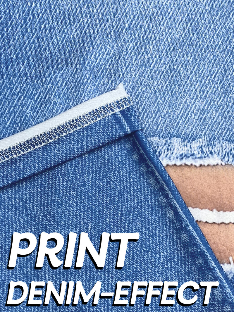 [Imitacija trapera] Ženske uske hlače veće veličine Uzorak s rupama Kreativni dizajn Visoko elastične tajice, modne ležerne karirane trenirke