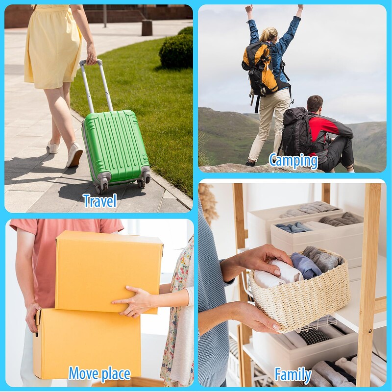 5 pakas Sarullējami uzglabāšanas maisiņi, ceļojumu kompresijas maisiņi Atkārtoti lietojami vietu taupīšanas maisiņi Vakuuma glabāšanas maisiņi apģērbu organizatoram