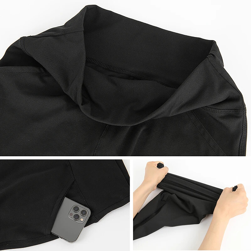 Zsebekkel ellátott leggings karcsú nők számára, magas derekú haskontroll edzés jóga nadrágok nadrágok kiszélesedő nadrágok