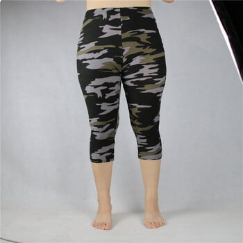 Γυναικείο κολάν Midcalf Capris Summer Military Camo Print 3/4 Crop Short Legins Παντελόνι μεγάλο μέγεθος 7xl 6xl 5xl Xs Γκρι Πράσινο Λευκό