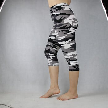 Γυναικείο κολάν Midcalf Capris Summer Military Camo Print 3/4 Crop Short Legins Παντελόνι μεγάλο μέγεθος 7xl 6xl 5xl Xs Γκρι Πράσινο Λευκό