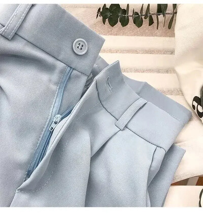 Modni elastični odijelo s visokim strukom, ženske hlače, proljeće 2024., ležerne široke ravne crne hlače, uredske ženske Nine Points Streetwear