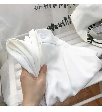 Modni elastični odijelo s visokim strukom, ženske hlače, proljeće 2024., ležerne široke ravne crne hlače, uredske ženske Nine Points Streetwear