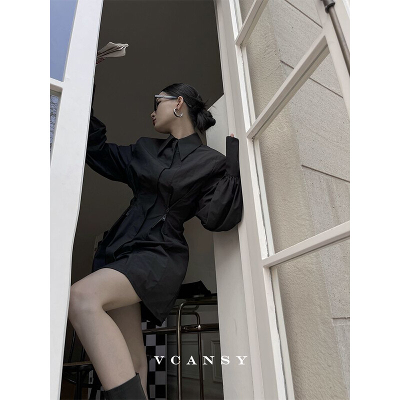 MEXZT Y2K Crne košulje Ženske gotičke harajuku bluze s patentnim zatvaračem dugih rukava Uredske ženske modne korejske elegantne tunike Chic Topovi Novo