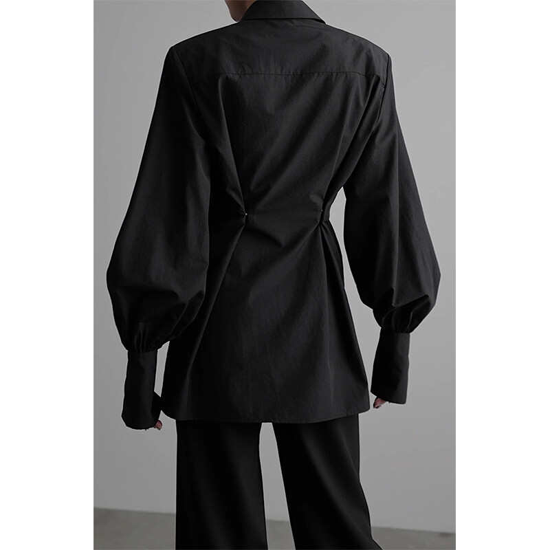 MEXZT Y2K Crne košulje Ženske gotičke harajuku bluze s patentnim zatvaračem dugih rukava Uredske ženske modne korejske elegantne tunike Chic Topovi Novo