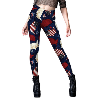 [Tu esi mans noslēpums] Jauns Amerikas karogs Strīpas Apdrukātas Jogas Bikses Sieviešu Push Up Fitnesa Bikses Zīmulis Leggins