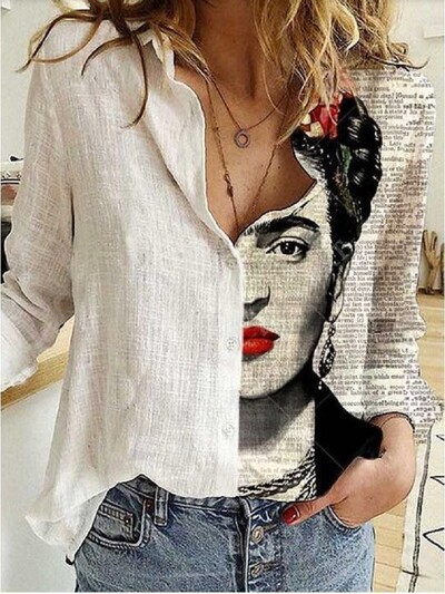 Jauns krekls ar raibām apdrukām Sieviešu ar nolaižamu apkakli ar garām piedurknēm krekls ar vienrindu Modes ikdienas biroja sieviešu apģērbi