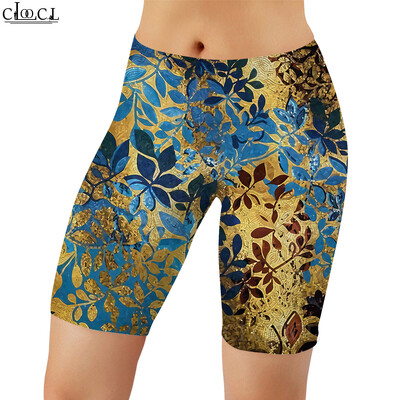 CLOOCL Női Legging Zöld Mintás 3D nyomtatott rövidnadrágok Női edzéshez Magas derekú, térdig érő nadrágok nyári rövidnadrágok 2022