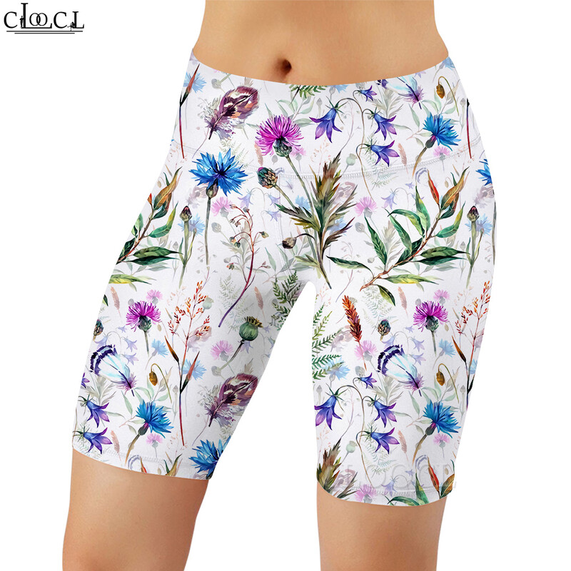 CLOOCL Női Legging Zöld Mintás 3D nyomtatott rövidnadrágok Női edzéshez Magas derekú, térdig érő nadrágok nyári rövidnadrágok 2022