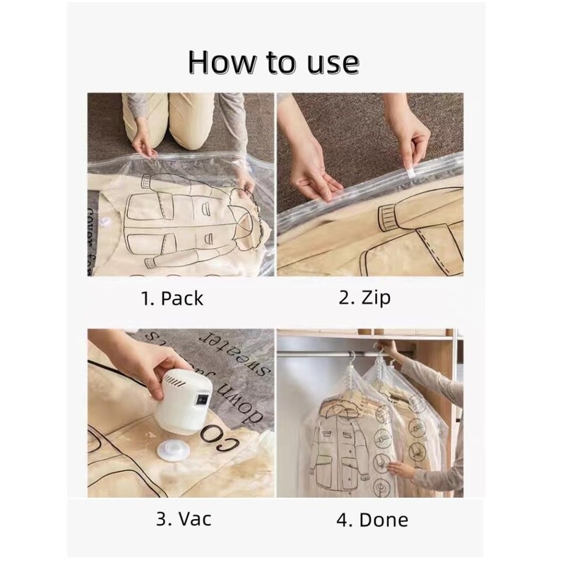 Saci reutilizabile pentru depozitare în vid pentru haine, paltoane, jachete, pungă de depozitare compresibilă agățată Saci economisind spațiu