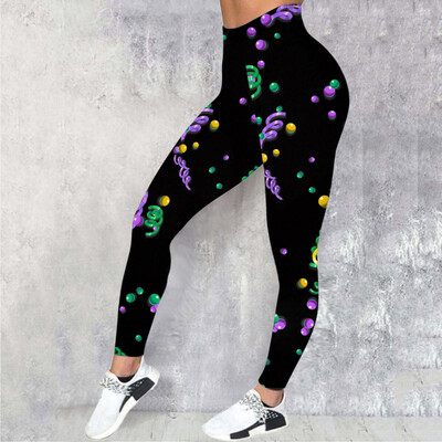 Colanți cu imprimeu violet Mardi Gras Pantaloni de yoga Colanți de fitness pentru gimnastică Sport Femei Legging fără sudură Colanți de antrenament pentru alergare