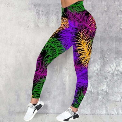 Colanți cu imprimeu violet Mardi Gras Pantaloni de yoga Colanți de fitness pentru gimnastică Sport Femei Legging fără sudură Colanți de antrenament pentru alergare