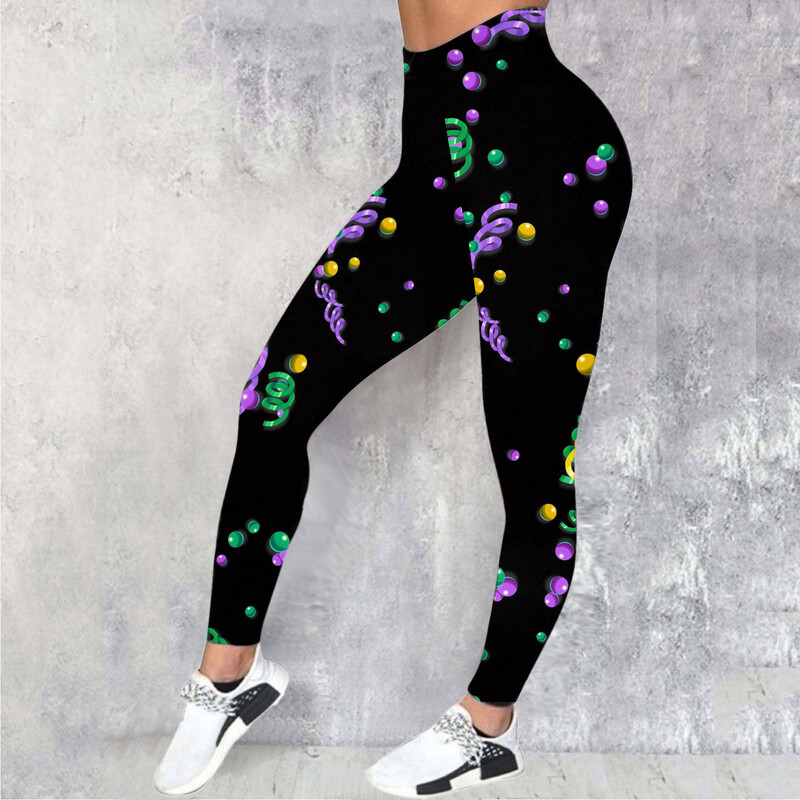 Colanți cu imprimeu violet Mardi Gras Pantaloni de yoga Colanți de fitness pentru gimnastică Sport Femei Legging fără sudură Colanți de antrenament pentru alergare
