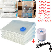 6kom vakuumskih vrećica za pohranu s pumpicom Prozirna sklopiva komprimirana vakuumska vrećica za odjeću, velika putna posuda