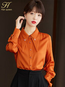 H Han Queen Proljeće Jesen Majice Jednostavne uredske dame Šifon bluza Ženska košulja dugih rukava Ležerna korejska OL široke bluze Žene