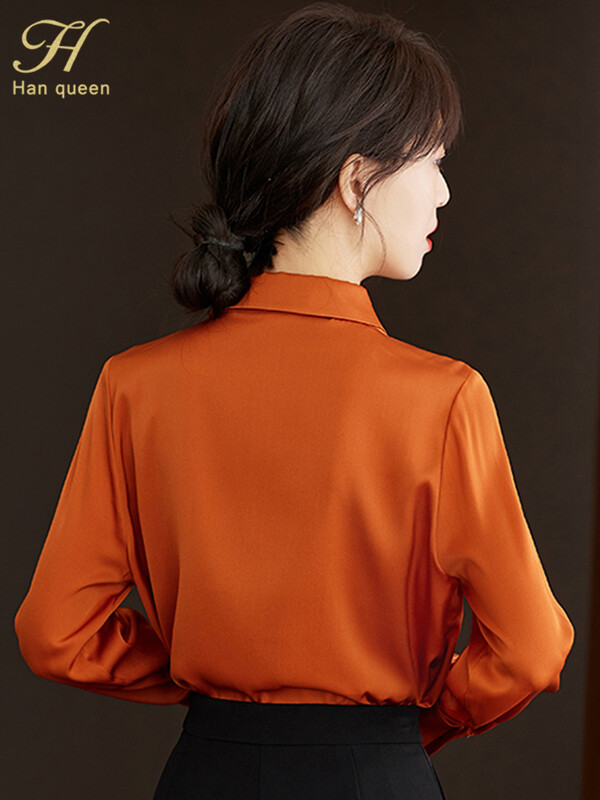 H Han Queen Proljeće Jesen Majice Jednostavne uredske dame Šifon bluza Ženska košulja dugih rukava Ležerna korejska OL široke bluze Žene
