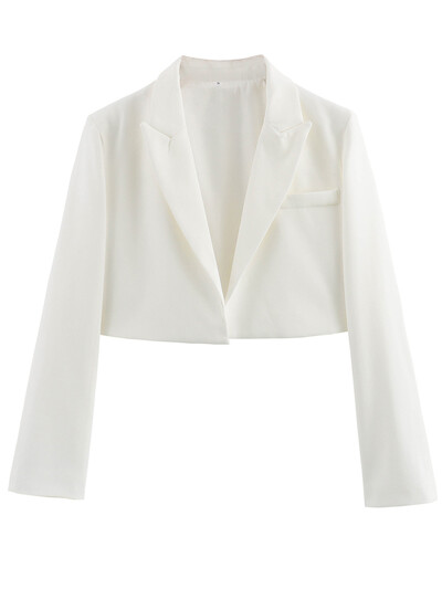 KAOPU ZA Žene s podstavljenim ramenima skraćeni blejzer vintage ovratnik na preklop dugih rukava ženska gornja odjeća chic veste femme