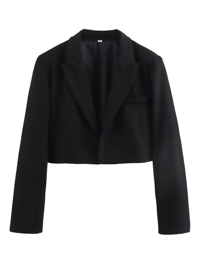 KAOPU ZA Žene s podstavljenim ramenima skraćeni blejzer vintage ovratnik na preklop dugih rukava ženska gornja odjeća chic veste femme