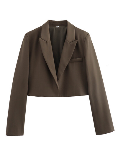 KAOPU ZA Žene s podstavljenim ramenima skraćeni blejzer vintage ovratnik na preklop dugih rukava ženska gornja odjeća chic veste femme