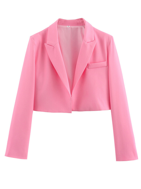 KAOPU ZA Žene s podstavljenim ramenima skraćeni blejzer vintage ovratnik na preklop dugih rukava ženska gornja odjeća chic veste femme