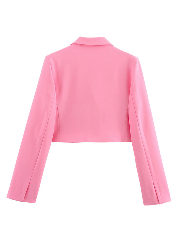 KAOPU ZA Žene s podstavljenim ramenima skraćeni blejzer vintage ovratnik na preklop dugih rukava ženska gornja odjeća chic veste femme