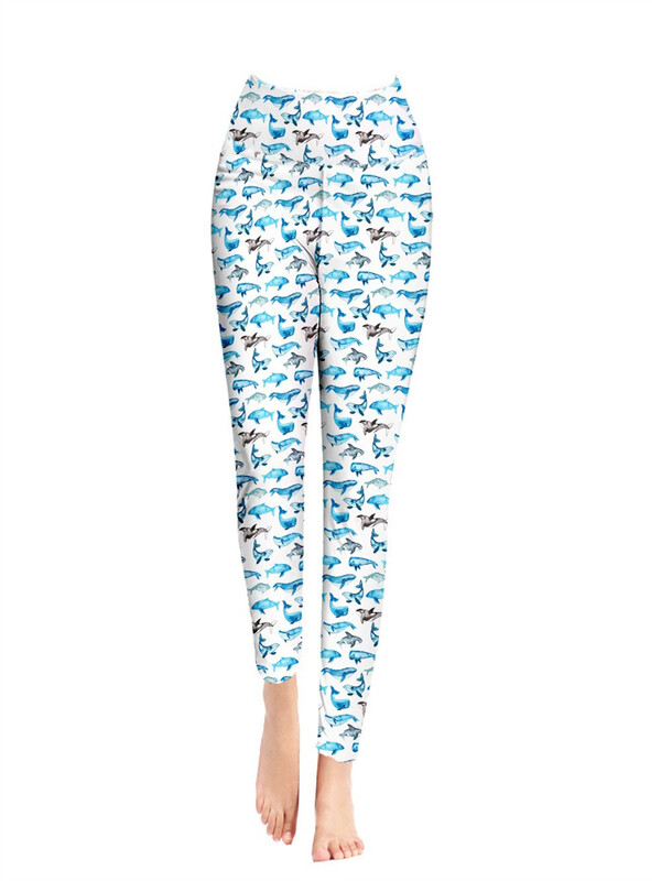 Ljetne hlače s printom morskih životinja Streetwear Tajice Ženska Y2k odjeća Svježe tajice Hlače Push up tajice za fitness Dropshipping