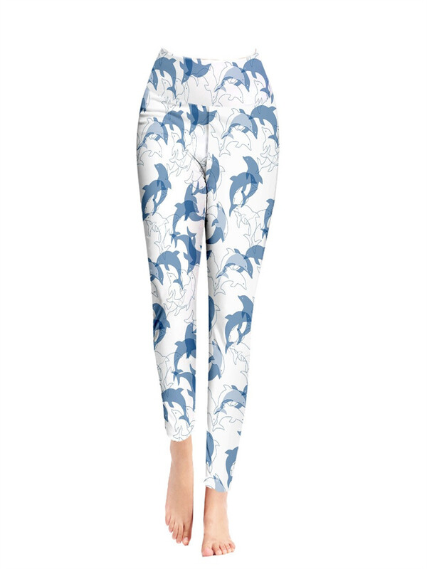 Ljetne hlače s printom morskih životinja Streetwear Tajice Ženska Y2k odjeća Svježe tajice Hlače Push up tajice za fitness Dropshipping