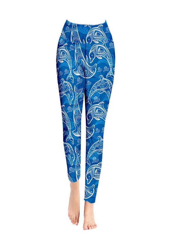 Ljetne hlače s printom morskih životinja Streetwear Tajice Ženska Y2k odjeća Svježe tajice Hlače Push up tajice za fitness Dropshipping