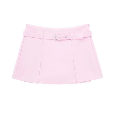 TRAFZA Set de fuste cu blazer casual pentru femei, solid subțire, top cu mânecă lungă + curea cu fermoar, mini fustă pliabilă, pantaloni scurți 2024 Office Lady Seturi 2 piese