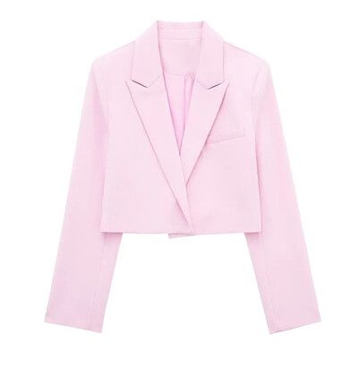 TRAFZA Set de fuste cu blazer casual pentru femei, solid subțire, top cu mânecă lungă + curea cu fermoar, mini fustă pliabilă, pantaloni scurți 2024 Office Lady Seturi 2 piese