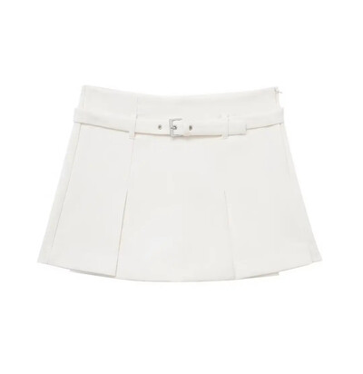 TRAFZA Set de fuste cu blazer casual pentru femei, solid subțire, top cu mânecă lungă + curea cu fermoar, mini fustă pliabilă, pantaloni scurți 2024 Office Lady Seturi 2 piese