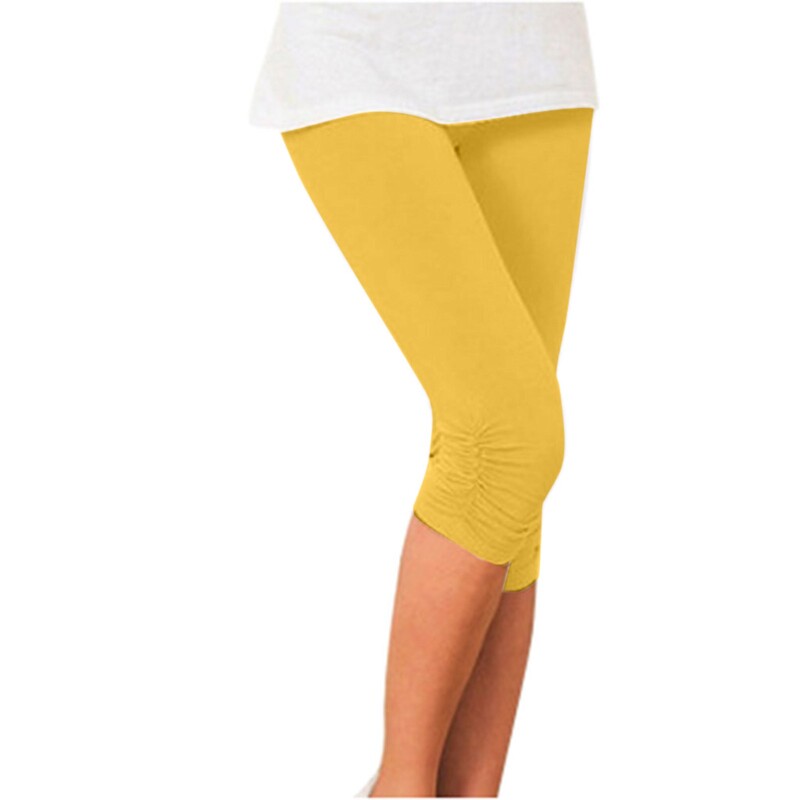 Sieviešu legingi Ikdienas modes Elastīgi apgriezti legingi Zīmuļšorti Vienkrāsaini kroku slaidas bikses Apgrieztas bikses Sporta apģērbs