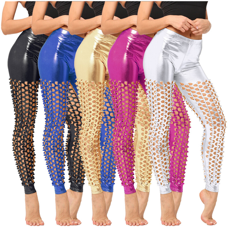 Pantaloni sexy pentru femei, skinny, cu talie elastică, pantaloni de club pentru scenă, elastici, elastici, cu paiete, pantaloni casual cu paiete
