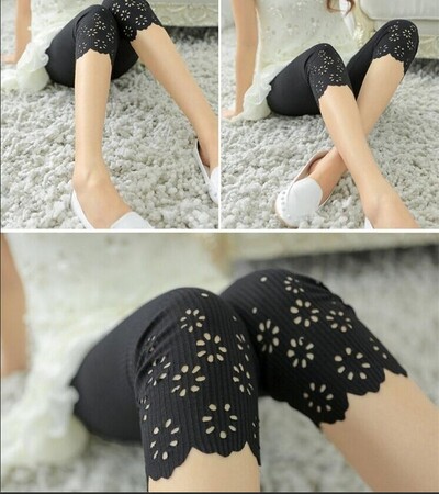 Leggings scurti elastici de vară pentru femei, tricotate din bumbac, pantaloni cu flori scobiți, pantaloni scurti drăguți pentru femei, pantaloni solizi de siguranță