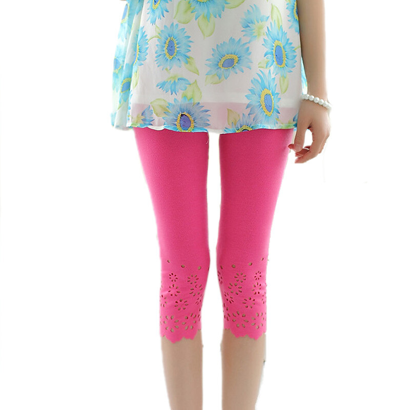 Leggings scurti elastici de vară pentru femei, tricotate din bumbac, pantaloni cu flori scobiți, pantaloni scurti drăguți pentru femei, pantaloni solizi de siguranță