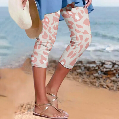 Nyári leopárdmintás nadrágok Női alkalmi Y2k nadrágok Retro strandnadrág Utcai ruházat Női leggings Fitness Pantalon Capri ruhák