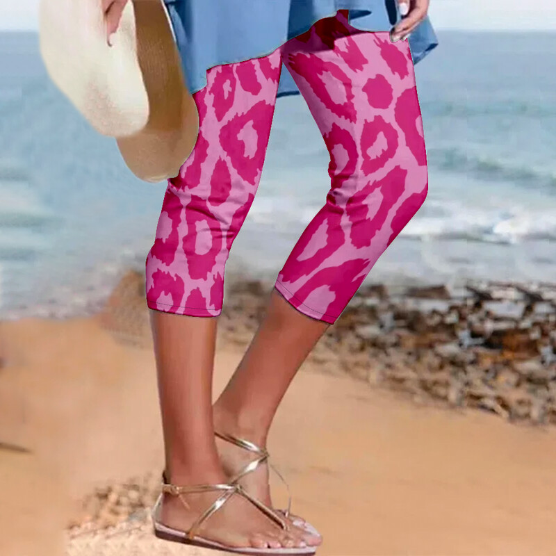 Nyári leopárdmintás nadrágok Női alkalmi Y2k nadrágok Retro strandnadrág Utcai ruházat Női leggings Fitness Pantalon Capri ruhák