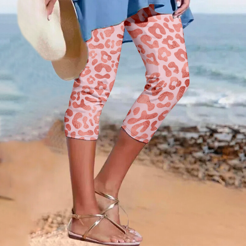 Nyári leopárdmintás nadrágok Női alkalmi Y2k nadrágok Retro strandnadrág Utcai ruházat Női leggings Fitness Pantalon Capri ruhák