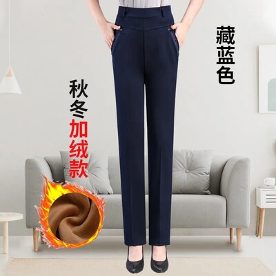 Pantaloni de vară pentru femei de vârstă mijlocie și bătrâne, cu talie elastică subțire, pantaloni drepți largi, pantaloni lungi casual pentru mamă XL-6XL W2325