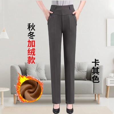Pantaloni de vară pentru femei de vârstă mijlocie și bătrâne, cu talie elastică subțire, pantaloni drepți largi, pantaloni lungi casual pentru mamă XL-6XL W2325