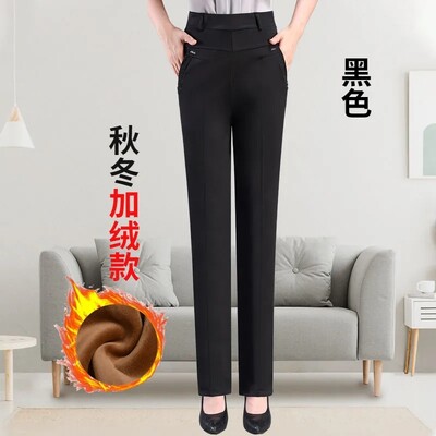 Pantaloni de vară pentru femei de vârstă mijlocie și bătrâne, cu talie elastică subțire, pantaloni drepți largi, pantaloni lungi casual pentru mamă XL-6XL W2325