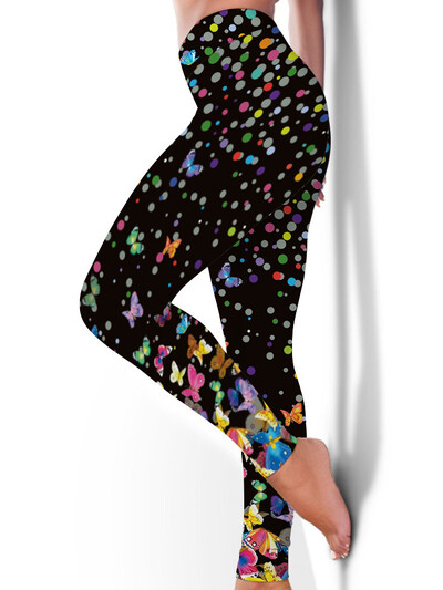 Αθλητικό κολάν Γυναικεία κολάν για τρέξιμο Νέο χρώμα κολάν με στάμπα πεταλούδα Παντελόνι ψηλόμεσο μεγάλο μέγεθος ελαστικό τζέγκινγκ γυμναστικής