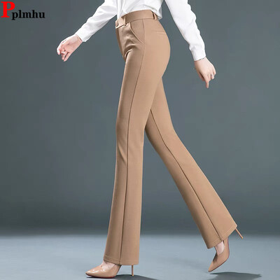 Pantaloni evazați de birou cu talie înaltă Pantaloni slim casual Pantaloni elastici OL cu cizme Pantaloni noi pentru femei Spodnie Coreea Formal Skinny Broek