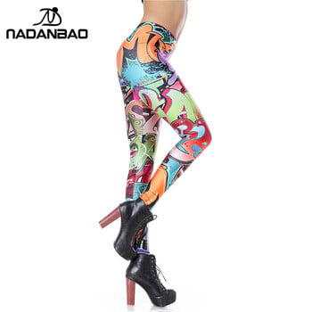 NADANBAO Νέας σχεδίασης Leggins Fashion Elastic Graffiti Spray Digital Leggins Γυναικεία κολάν Γυναικεία παντελόνια